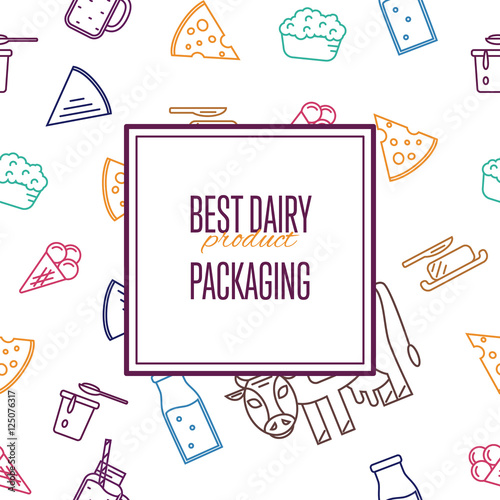 Best dairy product seamless pattern for packaging with different dairy icons in line style design, vector illustration. Organic farming background. Nutritious and healthy milk products. Natural food.