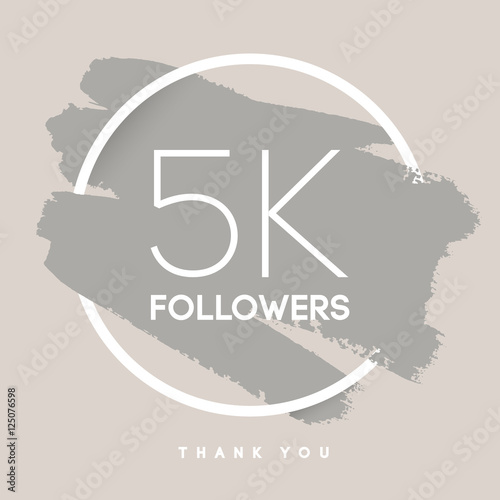 Vector thanks design template for network friends and followers. Thank you 5 K  card. Image  Social Networks. Web user celebrates large number of subscribers or . 