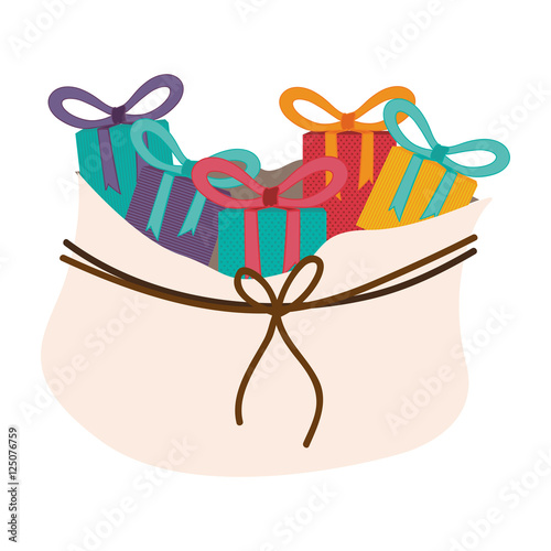 bag with gifts christmas icon image vector illustration 