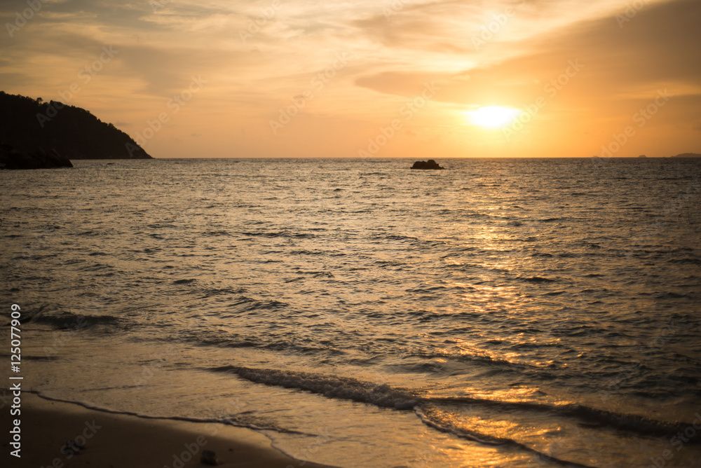 Holiday in Thailand - Beautiful Island of Koh Lipe Sunset with c