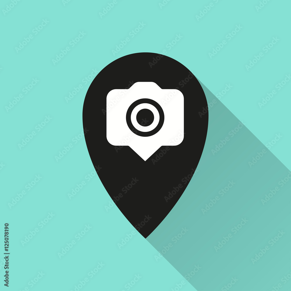 Camera pin - vector icon. Camera pin - vector icon.