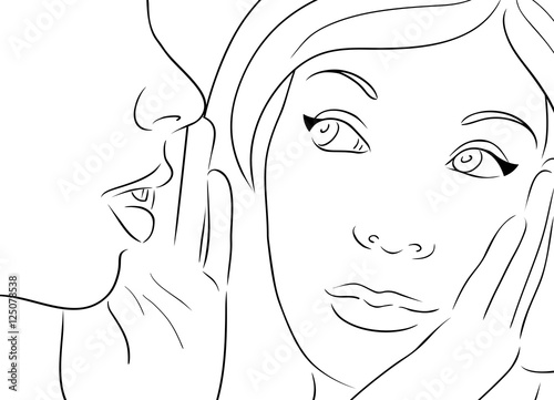 Contour Vector illustration with two gossiping girls.