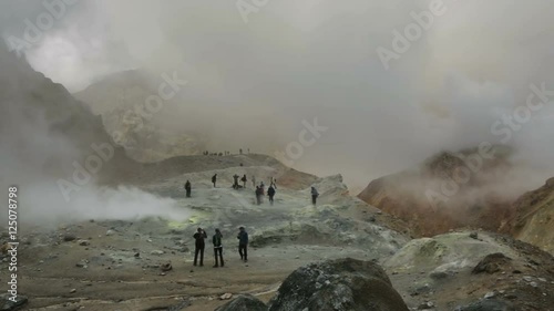 Caldera of active volcano Mutnovsky stock footage video