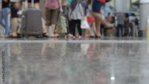 Kuala Lumpur Sentral Station, Malaysia - Circa October 2016. A view from the floor showing commuters walking inside the station photo