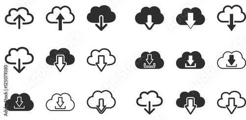 Cloud download icon set.