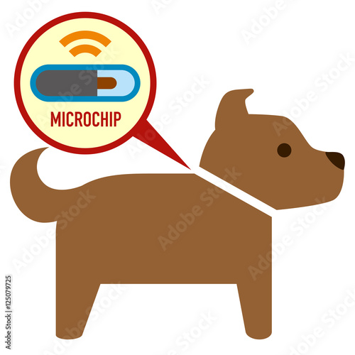 microchip in dog sign icon