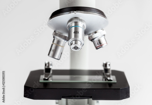 close up macro microscope on white background