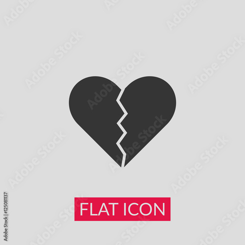 Broken heart or divorce flat icon for apps and websites vector