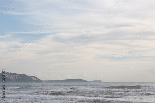 beautiful landscape summer sea with sand beach and clear sky © sutichak