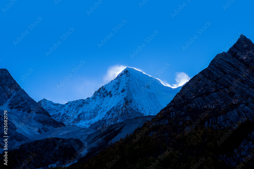 The Holy Snow Mountain at Yading national reserve in Daocheng County, in the southwest of Sichuan Province, China.