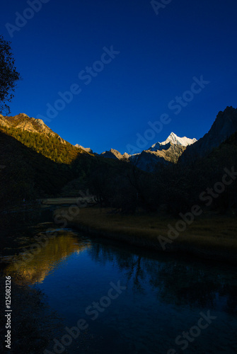 The Holy Snow Mountain at Yading national reserve in Daocheng County  in the southwest of Sichuan Province  China.