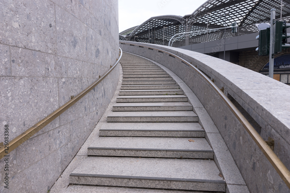 Stairs in the city, round stone stairway Stairs in the city, round stone stairway