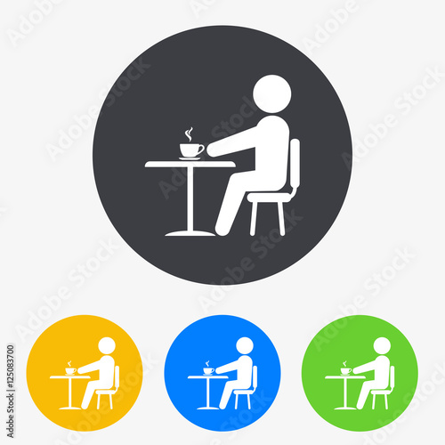 Icono plano cafeteria en circulo varios colores