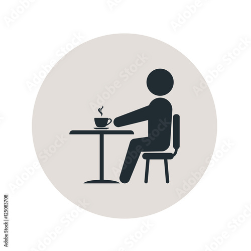 Icono plano cafeteria gris en circulo gris
