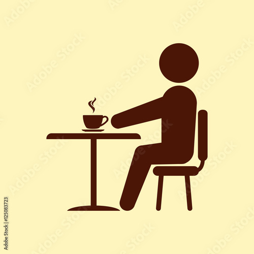 Icono plano cafeteria sobre fondo beis