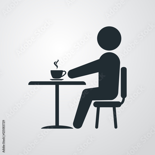 Icono plano cafeteria sobre fondo degradado