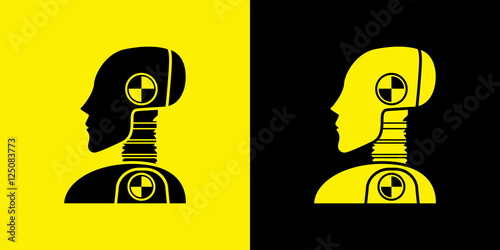 Icono plano crash test dummy en dos fondos