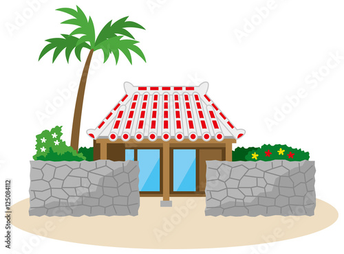 沖縄の民家 石垣 のイメージイラスト Stock Vector Adobe Stock