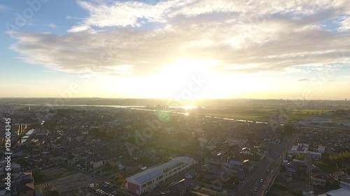 Wallpaper Mural 日本の町、上空の夕焼け① Torontodigital.ca