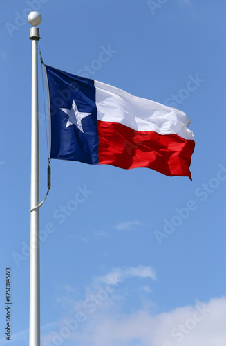The flag of the state of Texas waving in the wind.