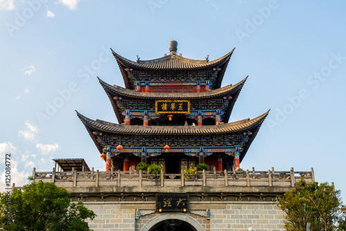 Wuhua Tower, central landmark of Dali Ancient City in Yunnan Province, CHINA