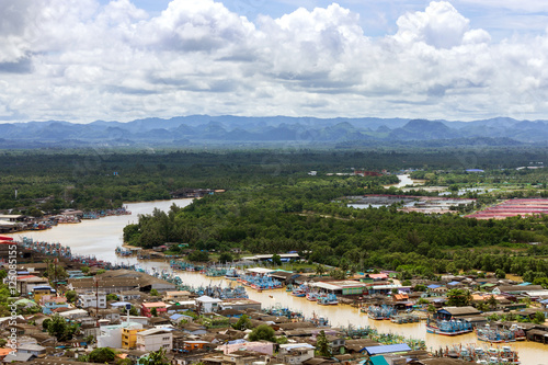 Panoramic view of Fishing Village in thailand