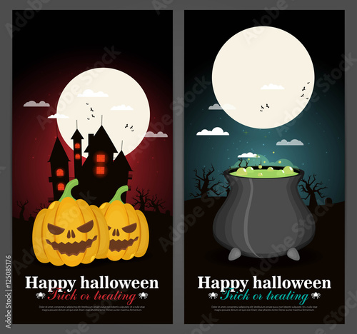 Set of Halloween night backgrounds