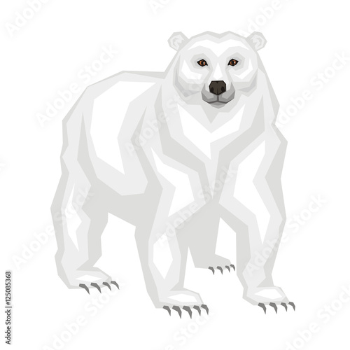 The great polar bear.  Vector image of a predatory animal. Isolated on a white background.