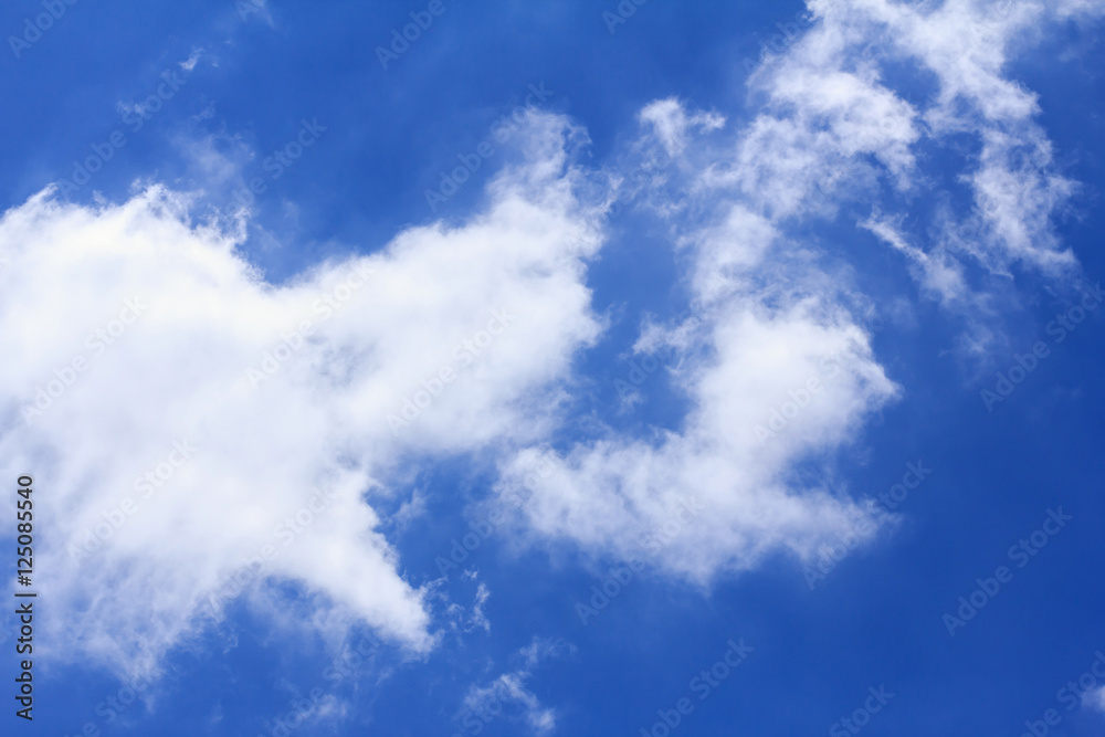 Blue sky background with white clouds. The vast blue sky and clouds sky on sunny day. White fluffy clouds in the blue sky.