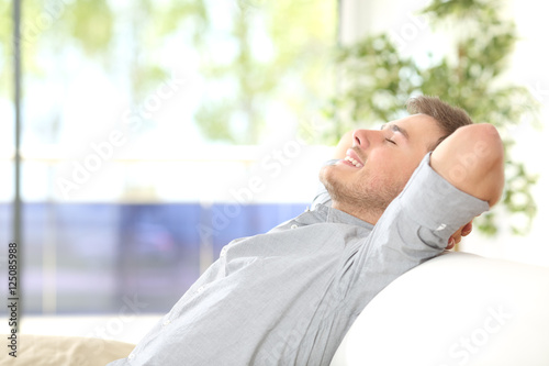 Man resting and breathing at home