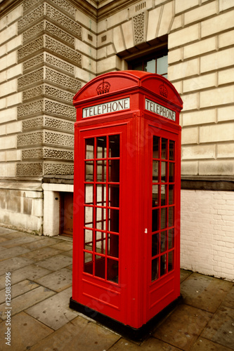 Traditional red London phone booth  London  UK  