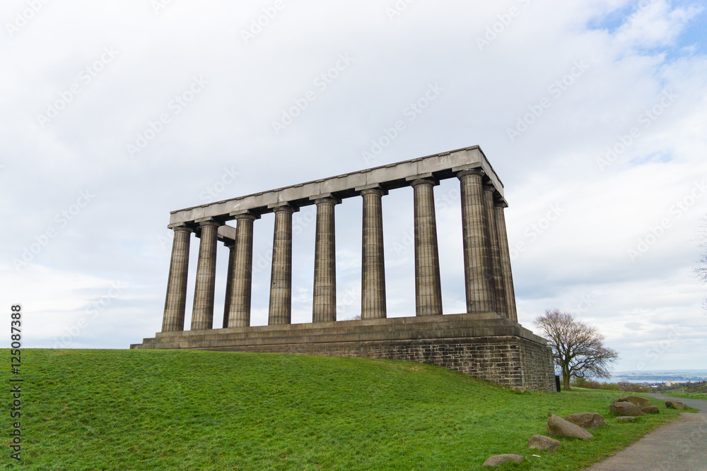 The unfinished National Monument, built to commemorate the soldiers of the Napoleonic Wars on Calton Hill, Edinburgh, Scotland, UK
