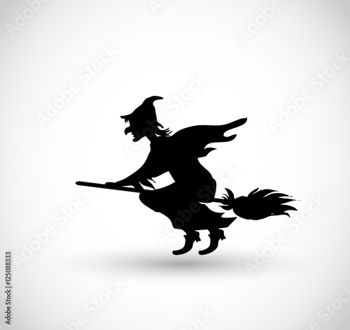 Witch on a broomstick vector