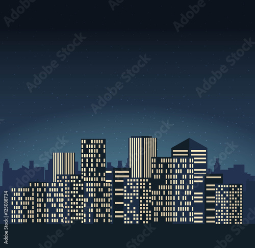 Night cityscape in flat style