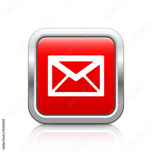 Envelope – Glossy red metal button with reflection