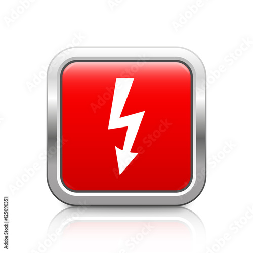 Lightning arrow – Glossy red metal button with reflection