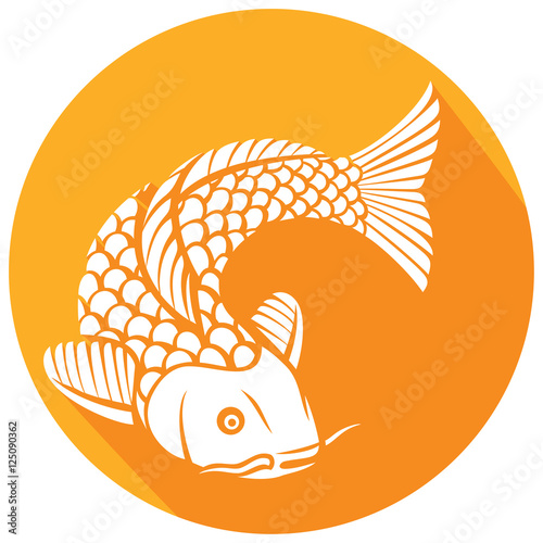 japanese or chinese inspired koi carp fish flat icon