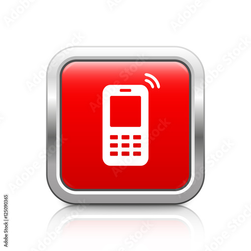 Mobile Phone – Glossy red metal button with reflection