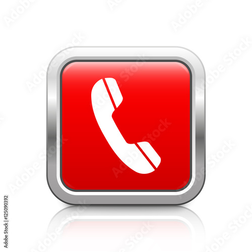 Phone – Glossy red metal button with reflection