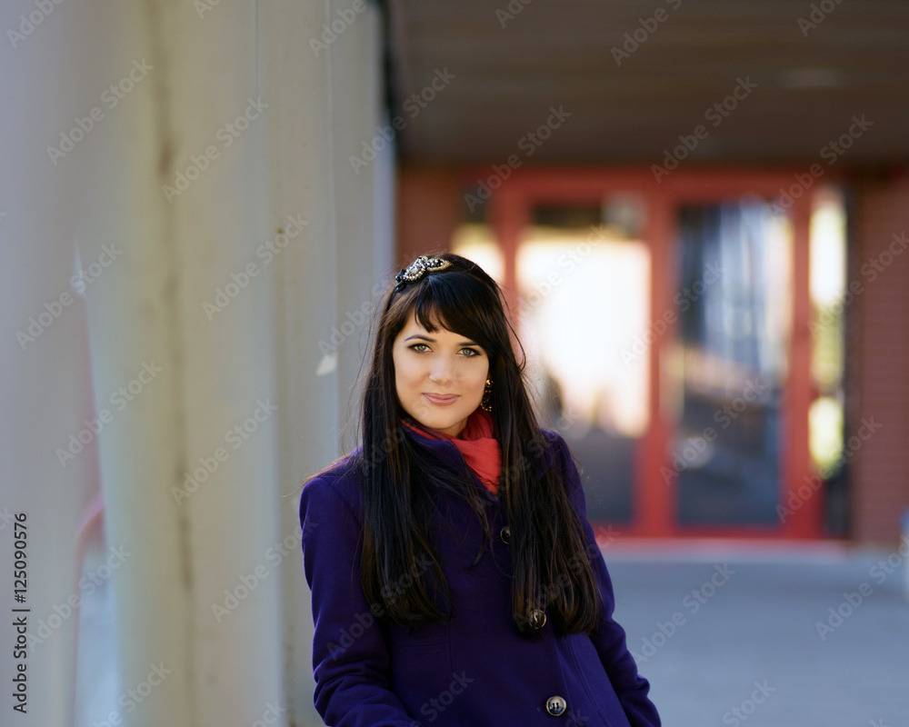 Business woman in front of the office Business woman in front of the office