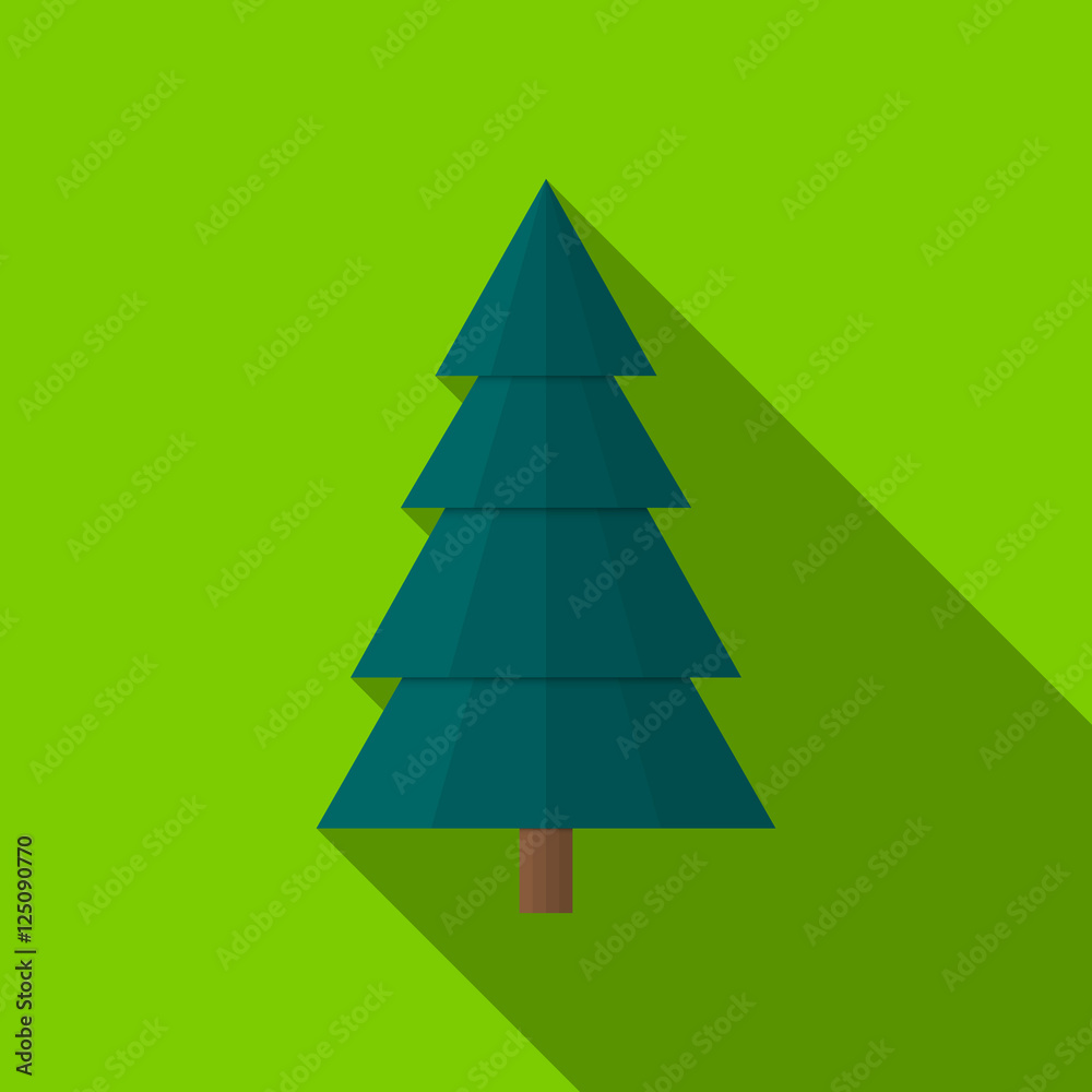 Abstract Christmas tree with long shadow on light green background Abstract Christmas tree with long shadow on light green background