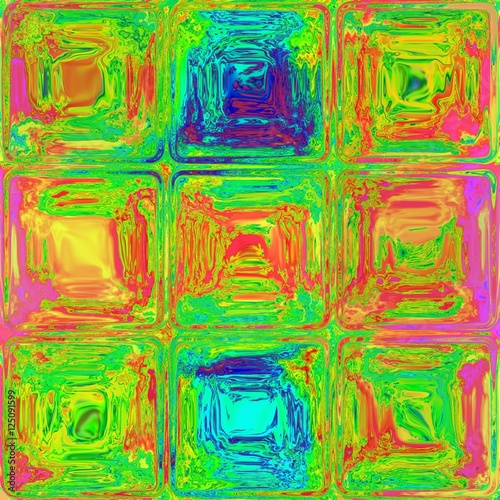 Abstract colorful pink green yellow blue glass cube tiles photo