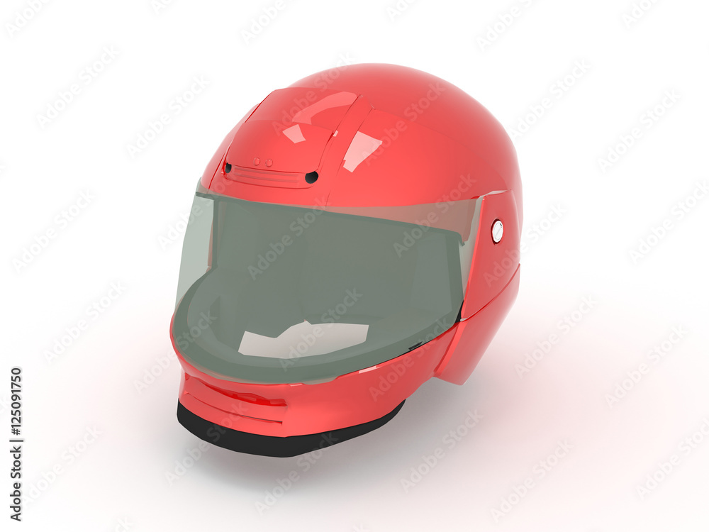 Fototapeta premium 3d rendering of a red helmet for the rider on a white background.