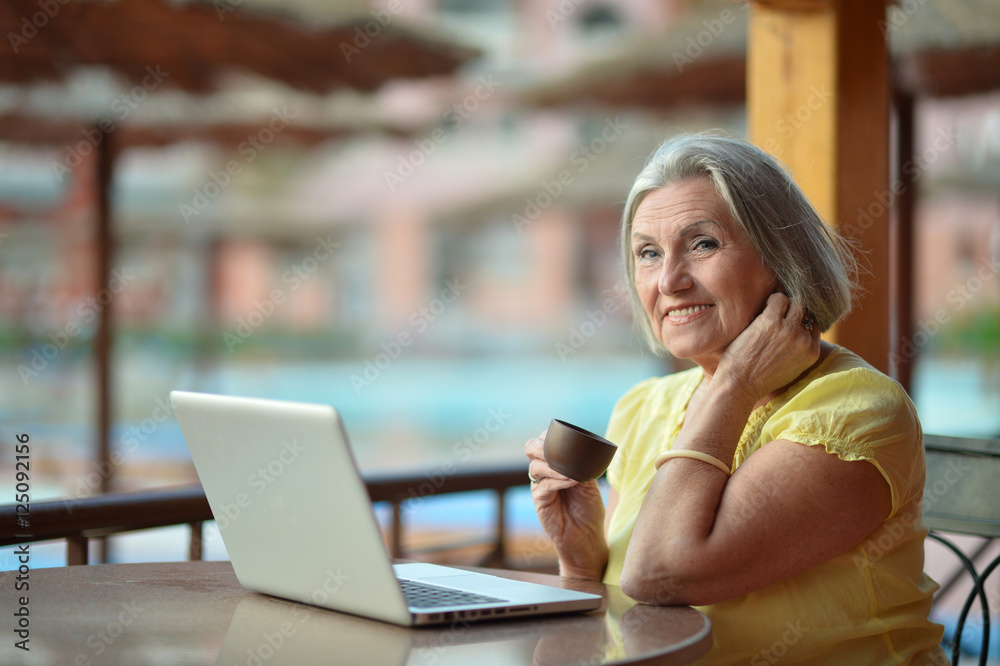 senior woman with laptop senior woman with laptop