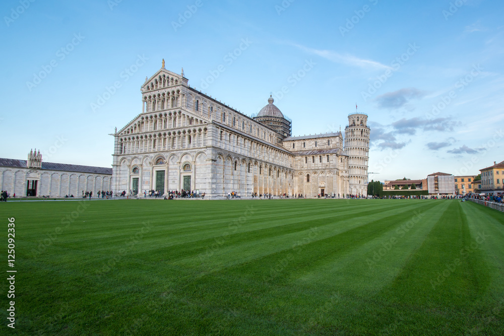Pisa, Italy - October 22, 2016: Tourists visiting the Leaning To
