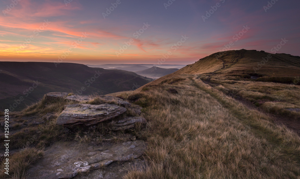 Sunrise on Grindslow Knoll in the Peak District