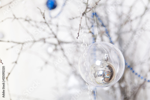 Christmas blue and silver decorations