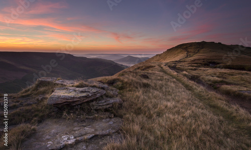 Sunrise on Grindslow Knoll in the Peak District photo