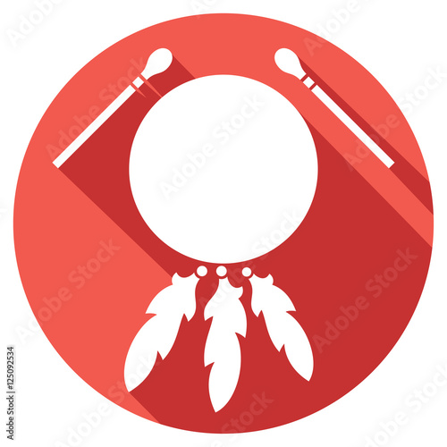 native american indian drum and sticks flat icon