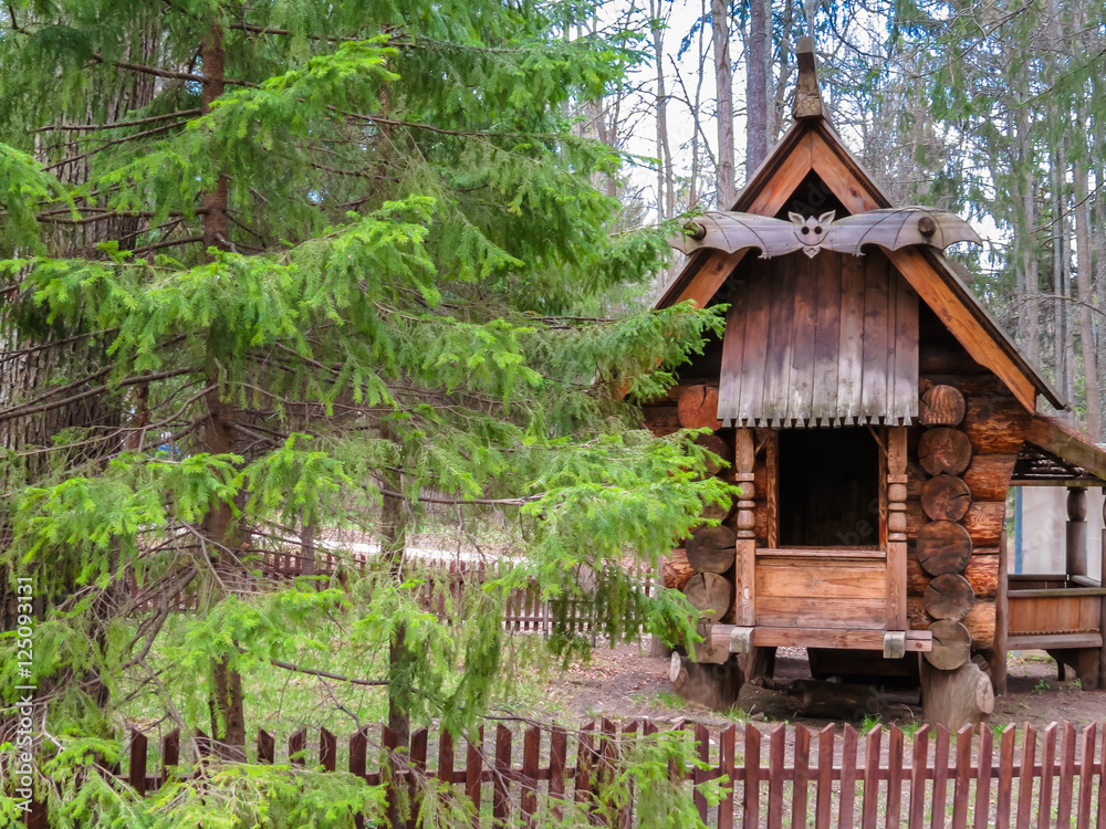 Small wooden lodge from the Russian fairy tales Small wooden lodge from the Russian fairy tales